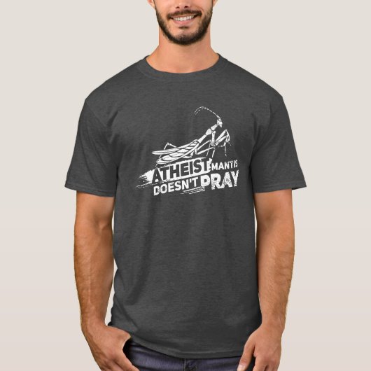 Praying Mantis Atheïst Schattigee Insect Gag T-shirt (Voorkant)