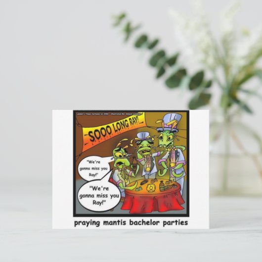 Praying Mantis Batchelor Party Funny Gifts & T - s Briefkaart (Staand voorkant)