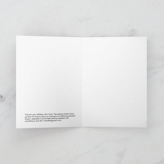 Praying Mantis - be still, slow down card Kaart (Binnen)