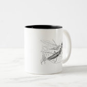  Praying Mantis Insect Sjabloon Tweekleurige Koffiemok (Voorkant rechts)