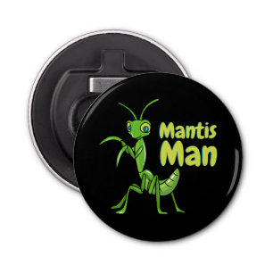Praying Mantis Man Green Garden Insect Button Flesopener
