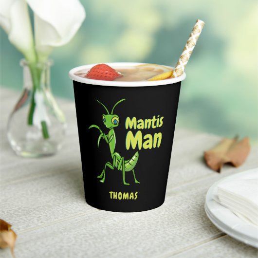Praying Mantis Man Green Garden Insect personalise Papieren Bekers (Insitu)
