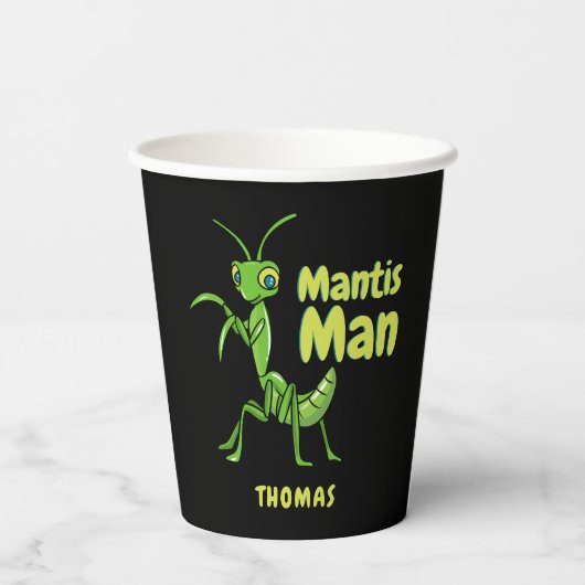 Praying Mantis Man Green Garden Insect personalise Papieren Bekers (Achterkant)