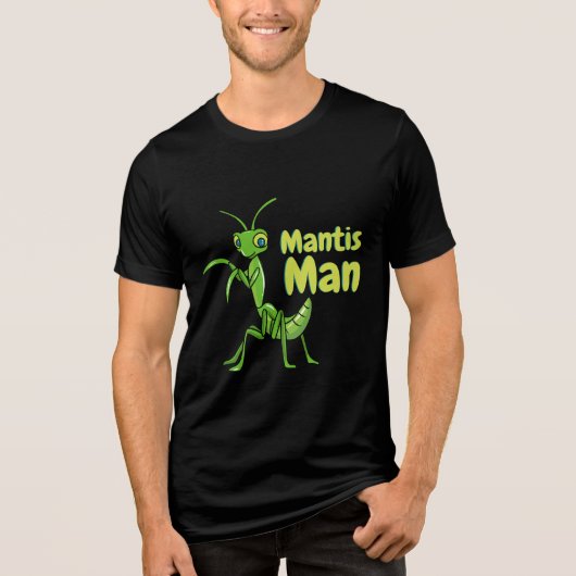Praying Mantis Man Green Garden Insect Tri-Blend Shirt (Voorkant)