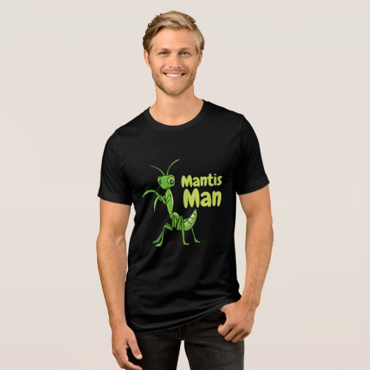 Praying Mantis Man Green Garden Insect Tri-Blend Shirt (Voorkant volledig)