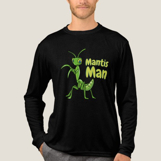 Praying Mantis Man Green Garden Insect Tri-Blend Shirt (Voorkant volledig)