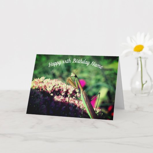 Praying Mantis Natuur Personalized Birthday Kaart (Kleine Plant)