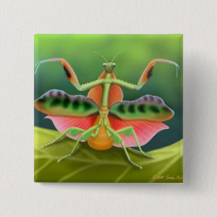 Praying Mantis Pin Vierkante Button 5,1 Cm