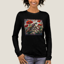 Praying mantis stained glass vibrant poppy flower  Tri-Blend shirt