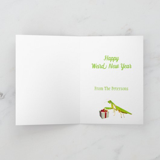 Praying Mantis Tree Custom Weird Christmas Kaart (Binnen)