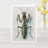 Praying Mantis watercolor painting insect art  Kaart (Gele Bloem)