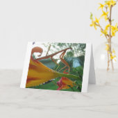 Praying Mantis Wenskaart Kaart (Gele Bloem)