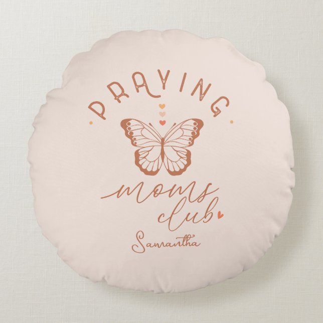 Praying Moms Club: Butterfly Boho  Design Rond Kussen (Voorkant)