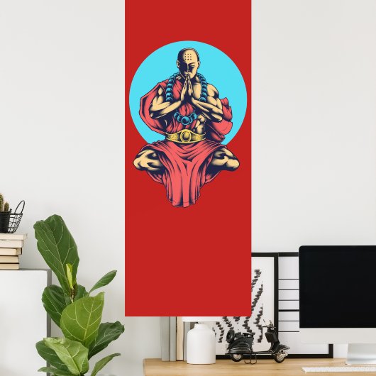 Praying Monk Poster (Thuiskantoor)