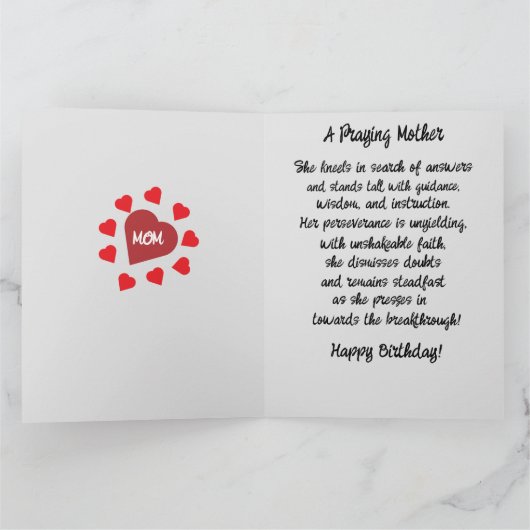 Praying Mother African American Christian Birthday Kaart (Binnen)