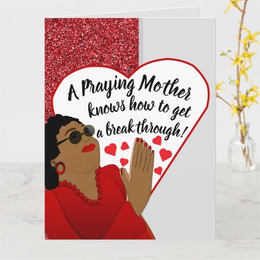 Praying Mother African American Christian Birthday Kaart (Gele Bloem)