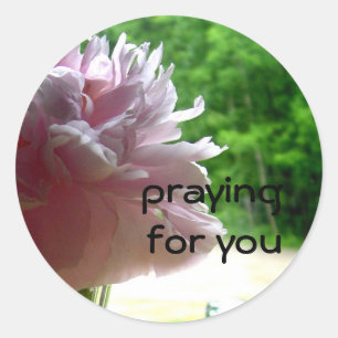 Praying Pink Peony Ronde Sticker