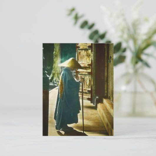 Praying Priest in Old Japan  Magic Lantern Briefkaart (Staand voorkant)