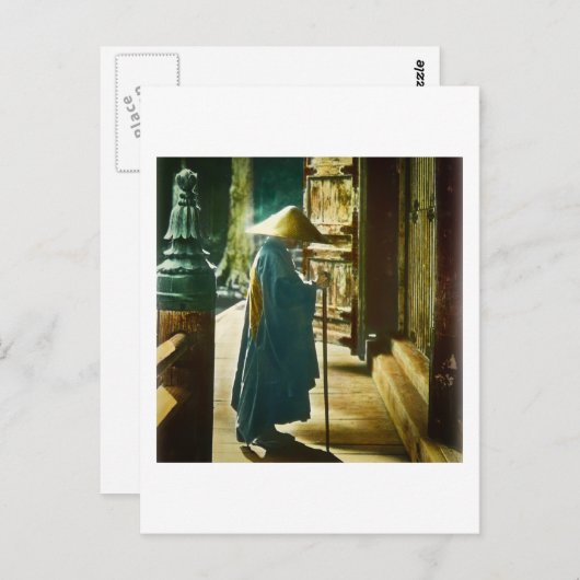 Praying Priest in Old Japan Magic Lantern Briefkaart (Voorkant / Achterkant)