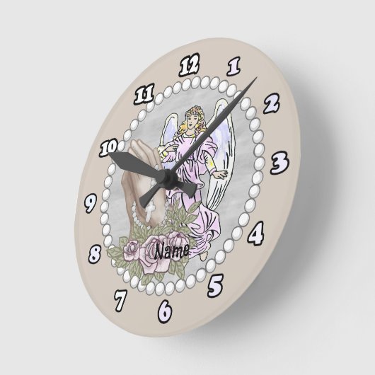 Praying Rosary Angel Clock Ronde Klok (Hoek)