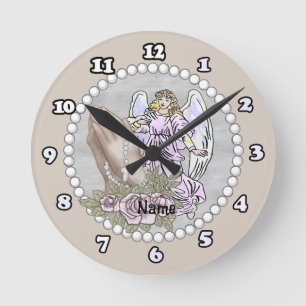 Praying Rosary Angel Clock Ronde Klok
