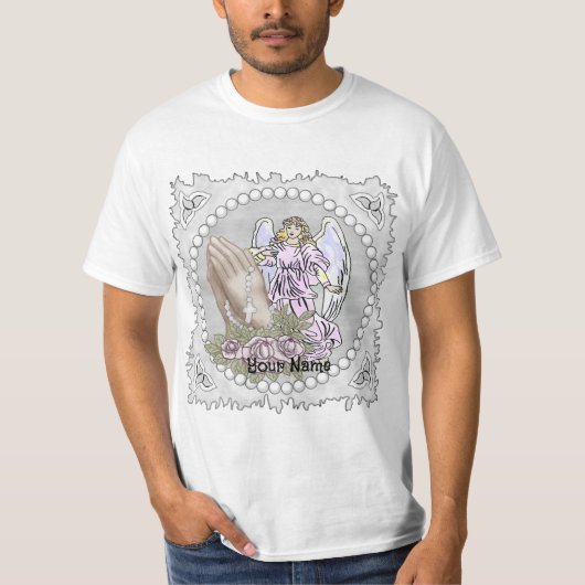 Praying Rosary Angel T-Shirt (Voorkant)