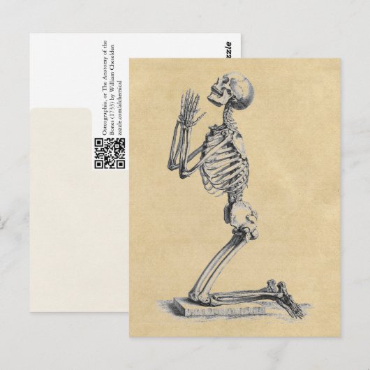 Praying Skeleton Anatomy of the Botten Briefkaart (Voorkant / Achterkant)