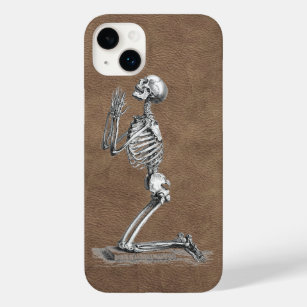 Praying Skeleton Faux-Leather Case-Mate iPhone 14 Plus Hoesje