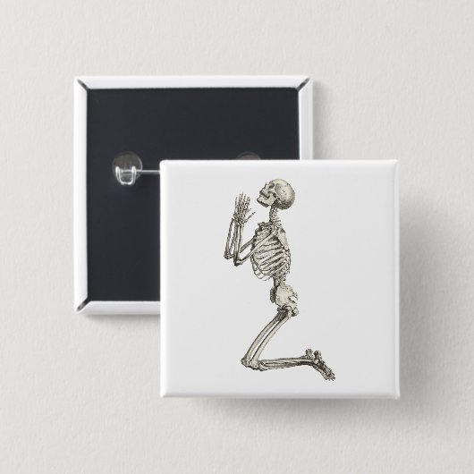 Praying Skeleton Halloween Button (Voorkant /achterkant)