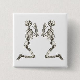 Praying Skeleton Halloween Button