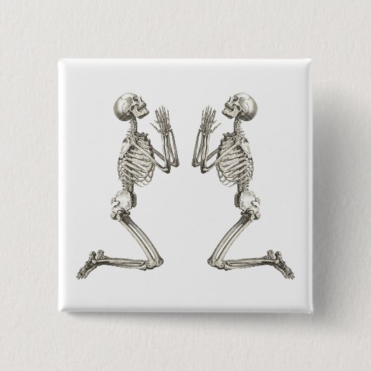 Praying Skeleton Halloween Button (Voorkant)