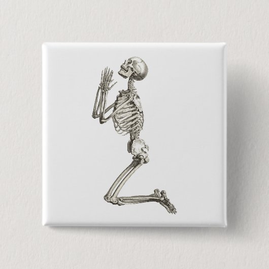 Praying Skeleton Halloween Button (Voorkant)