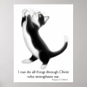 Praying Tuxedo Kitten Philippians 4:13 Poster (Voorkant)