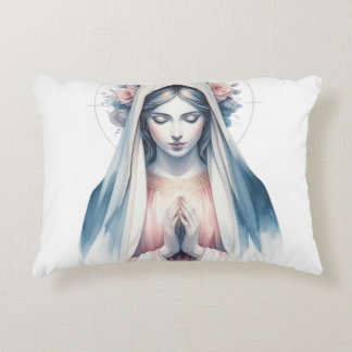 Praying Virgin Mary Watercolor - Blue & Pink Moder Accent Kussen