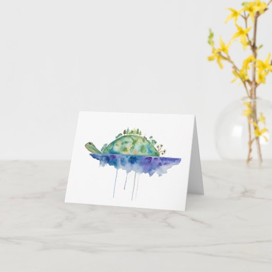 Prays for Turtle Island Folded Note Card Kaart (Gele Bloem)