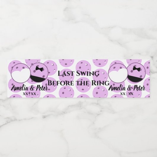 Pre-bruiloft Pickleball Laatste schommel Voor de R Waterfles Etiket (Enkel label)