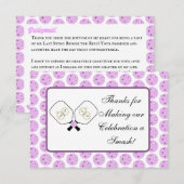 Pre-bruiloft Pickleball Lavendel gepersonaliseerde Bedankkaart (Voorkant / Achterkant)