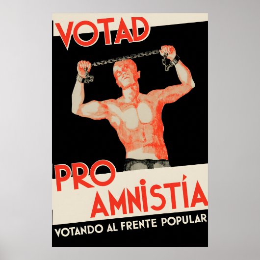 Pre-burgeroorlog Spaans Poster Stem voor Amnestie! (Voorkant)