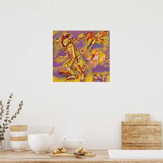 Pre-Columbiaanse god van de vogels Poster (Keuken)