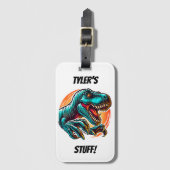 Pre-historische Epic Dino Attack T-Rex Bagagelabel (Voorkant (verticaal))