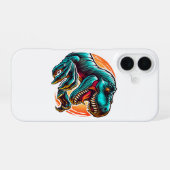 Pre-historische Epic Dino Attack T-Rex iPhone 16 Hoesje (Achterkant horizontaal)