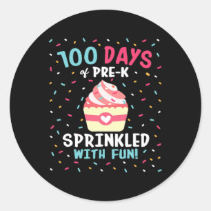Pre K 100 dagen van schoolmeisjes besprenkelde leu Ronde Sticker