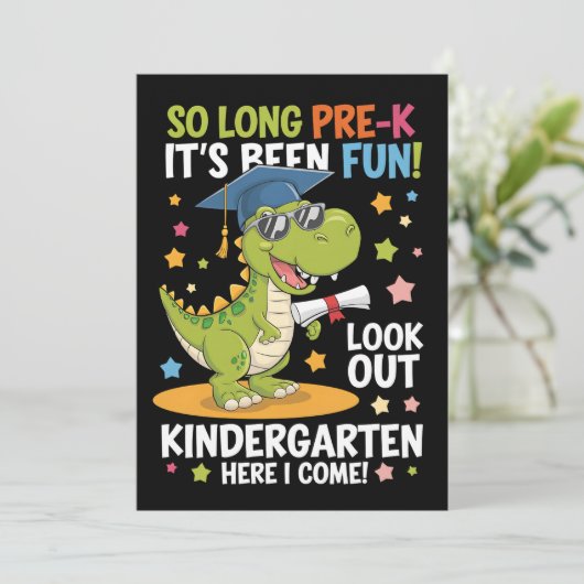 Pre-K afgestudeerd kleuterdinosaurus T Rex Kaart (Staand voorkant)