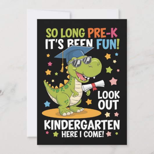 Pre-K afgestudeerd kleuterschool Dinosaur T Rex Kaart (Voorkant)