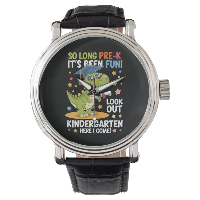 Pre K afgestudeerde kleuterschool Dinosaur T Rex Horloge (Voorkant)
