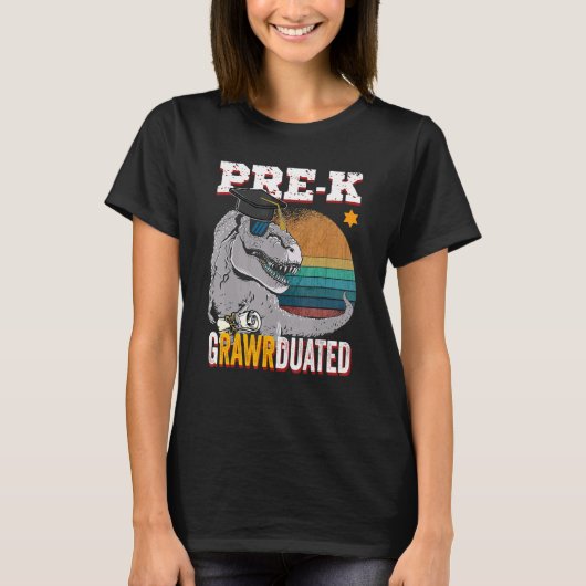 Pre K afgestudeerde Rex Dinosaur Afstuderen Rawr v T-shirt (Voorkant)