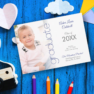 Pre-K Afstudeer Minimalistische Blauwe Details Fot