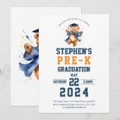 Pre-k Afstudeerfeest Schattige Teddy Bear Kaart (Voorkant / Achterkant)