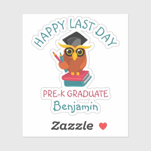Pre-K Afstuderen 2022 Owl Afstuderen Gelukkig Laat Sticker (Vel)