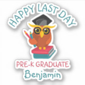 Pre-K Afstuderen 2022 Owl Afstuderen Gelukkig Laat Sticker (Voorkant)